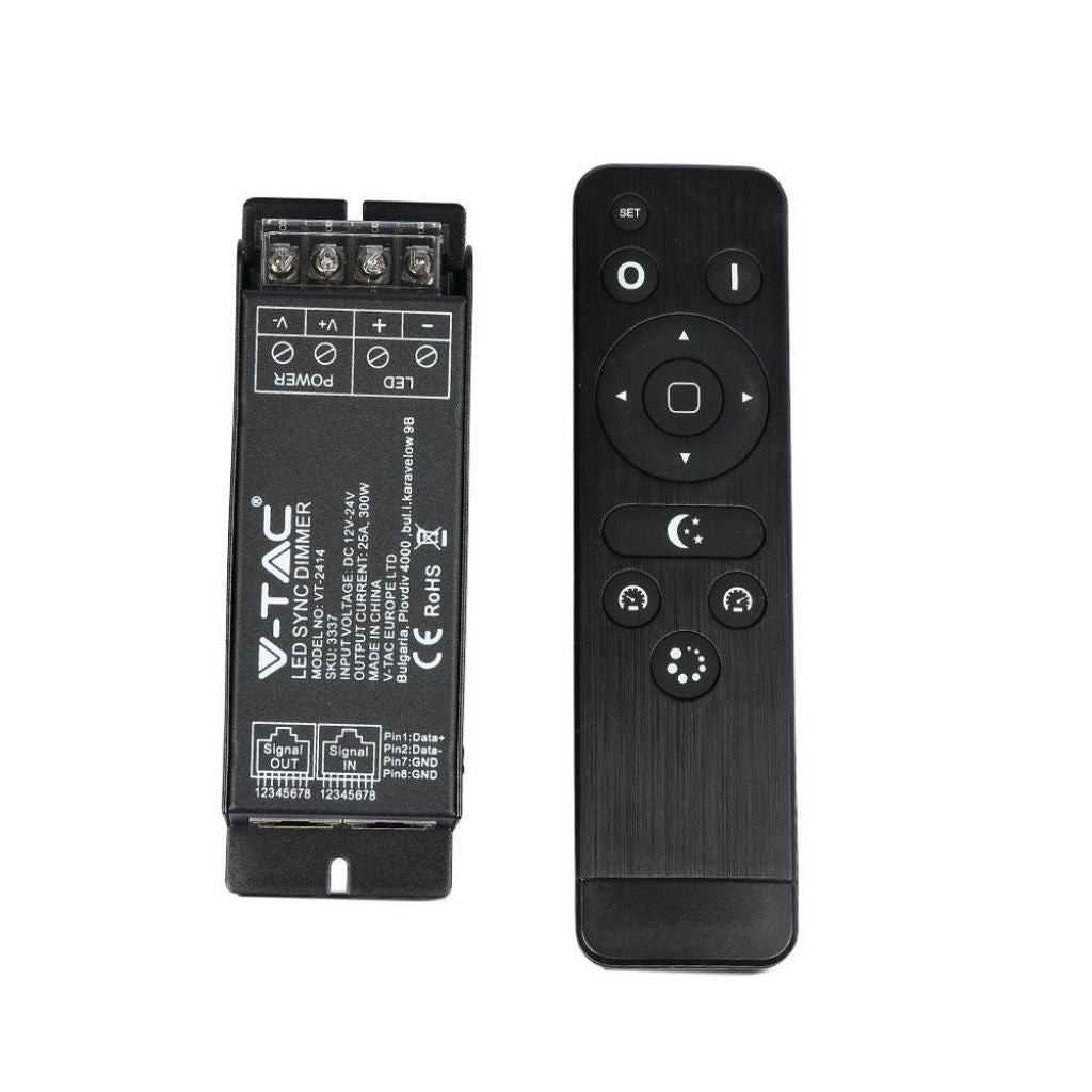 V-TAC Kontroler do Taśm LED Ściemnianych Port RJ45 z Pilotem (Maks. 300W)